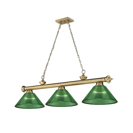 Z-Lite Cordon 3 Light Billiard, Rubbed Brass & Green 2306-3RB-ARG